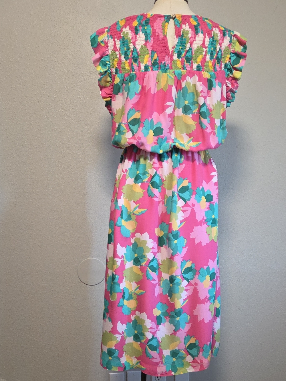 Draper James Pink Multicolor Floral Smocked Midi Dress - Picture 4 of 5